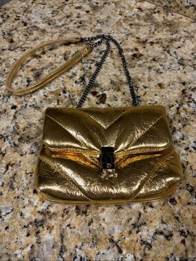 Zara Metallic Gold Crossbody Bag